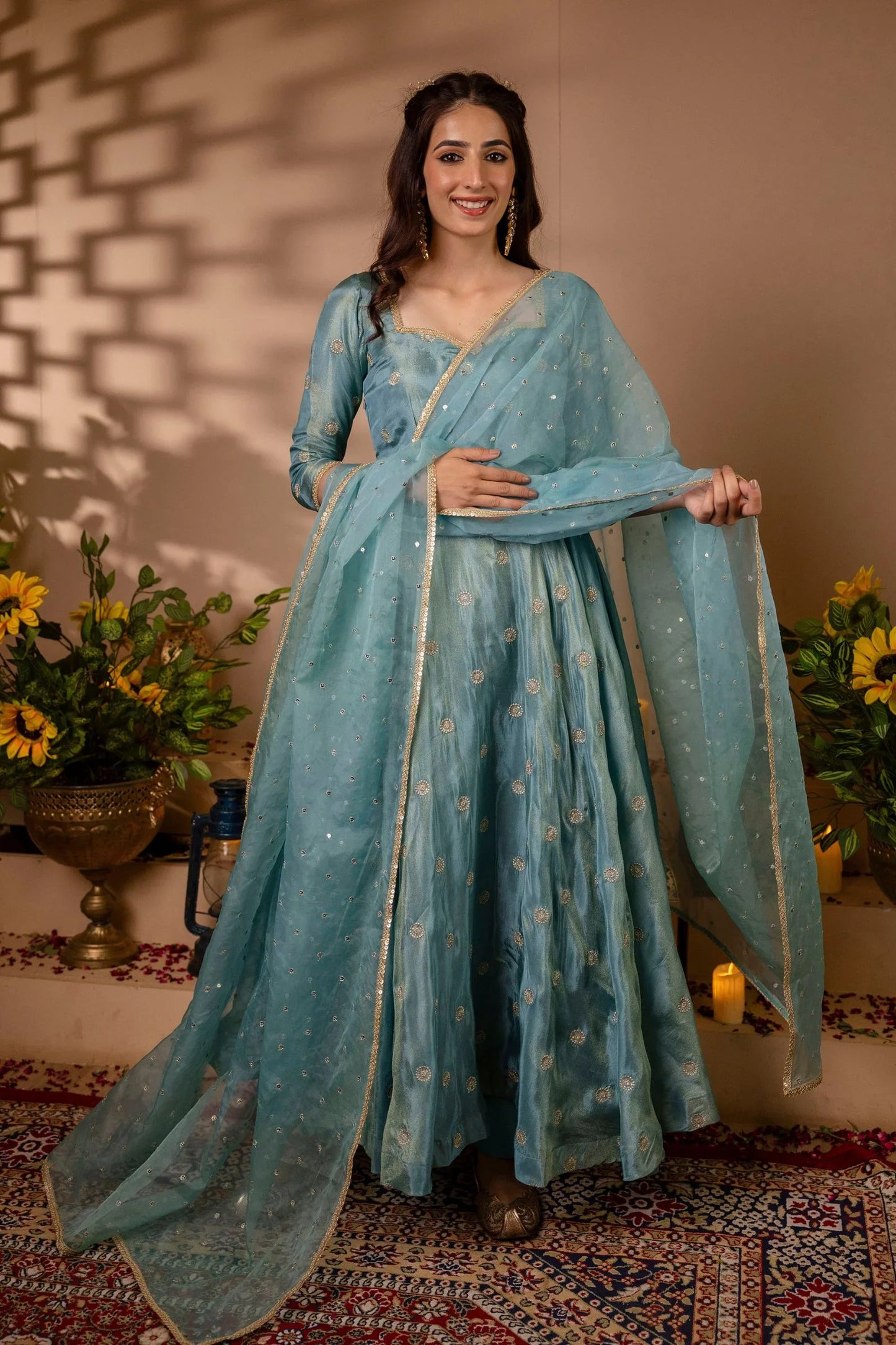 Elegant Sky Blue Anarkali Suit Set – Perfect for Weddings & Special Occasions