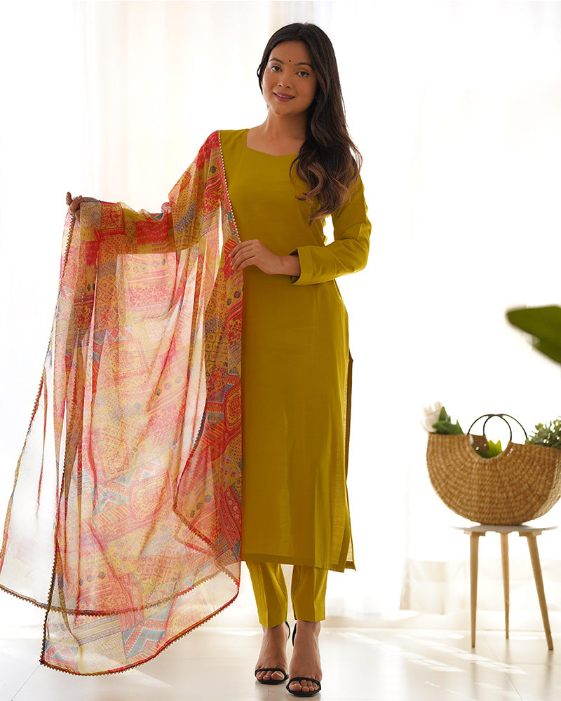 Pure Soft Heavy Viscose Ready To Wear Three Piece Kurti Suit
