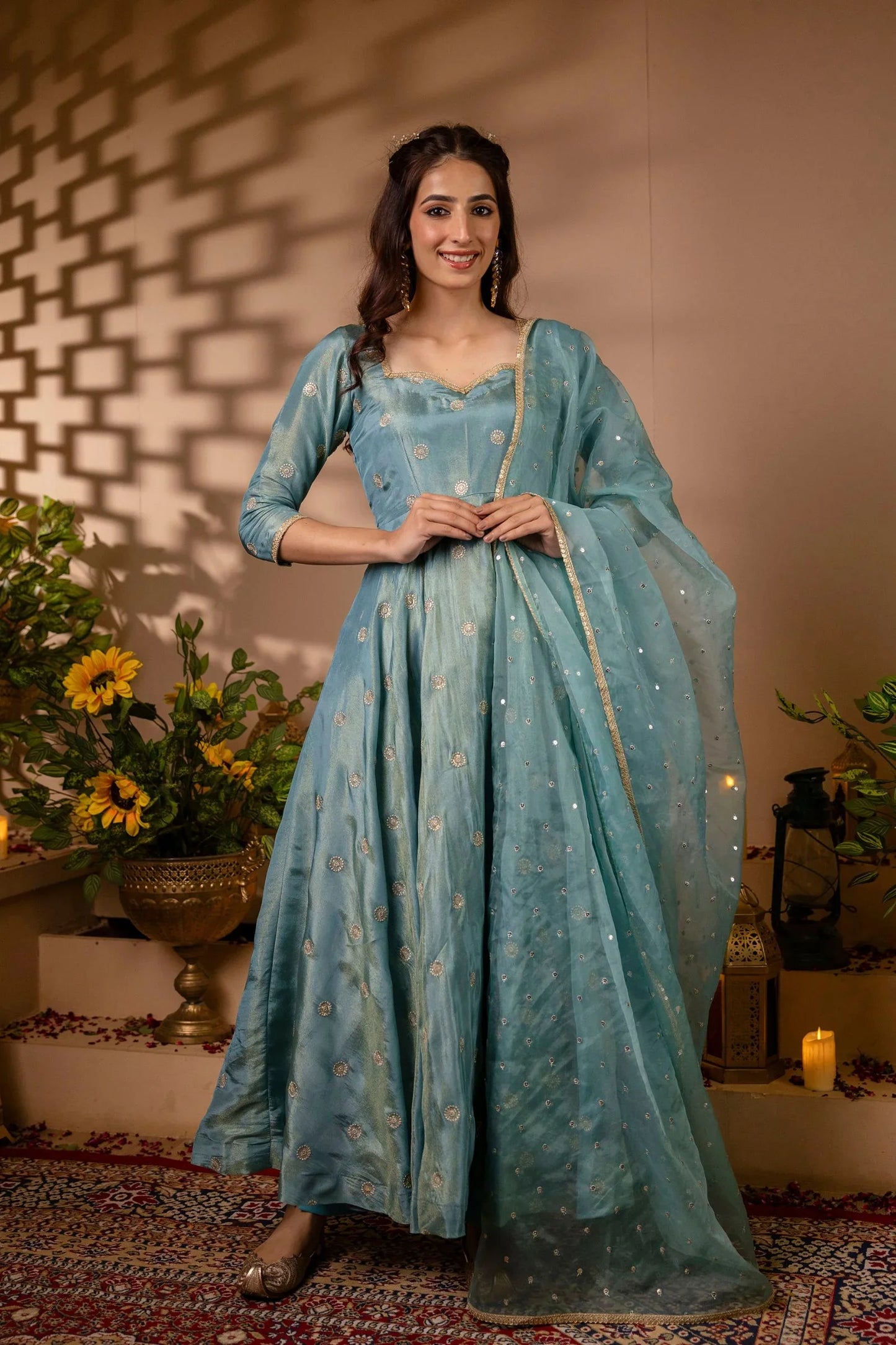Elegant Sky Blue Anarkali Suit Set – Perfect for Weddings & Special Occasions