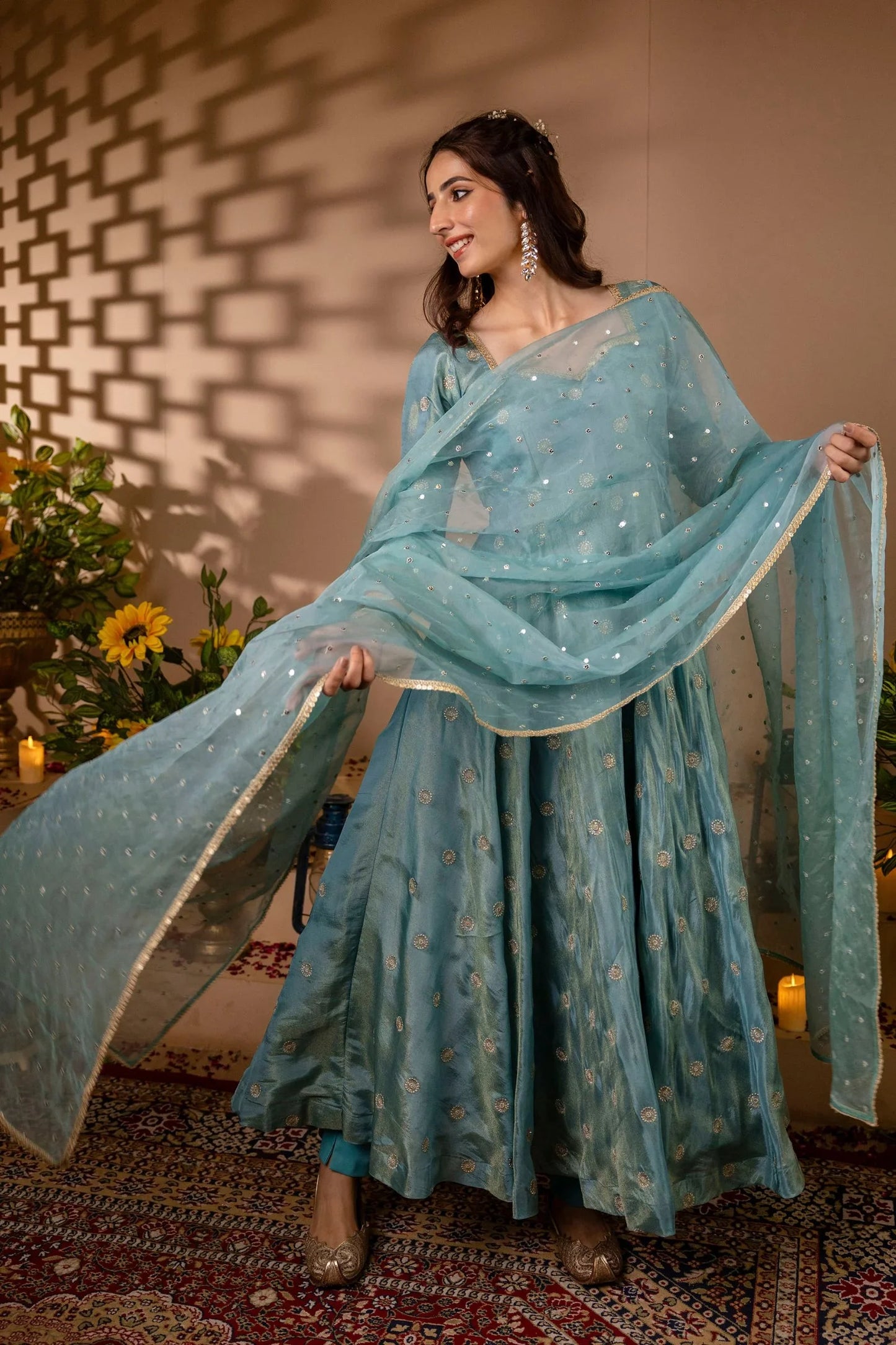 Elegant Sky Blue Anarkali Suit Set – Perfect for Weddings & Special Occasions
