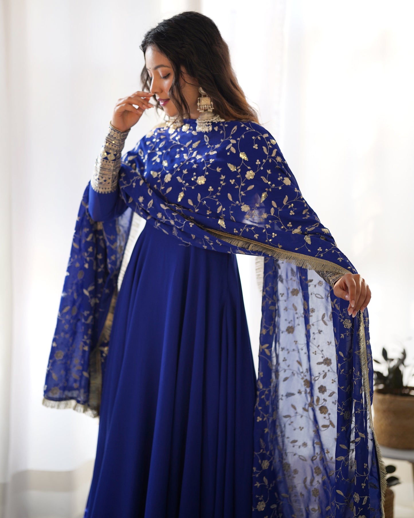 Blue Color Georgette With Sequence Work Anarkali Suit