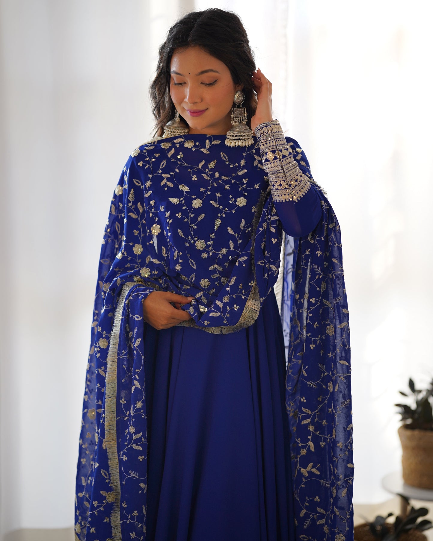 Blue Color Georgette With Sequence Work Anarkali Suit