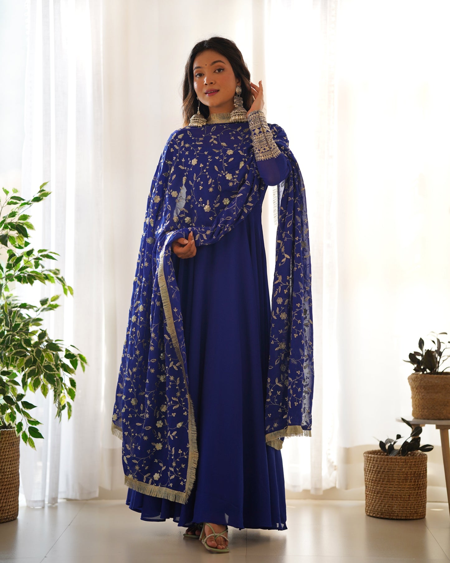 Blue Color Georgette With Sequence Work Anarkali Suit