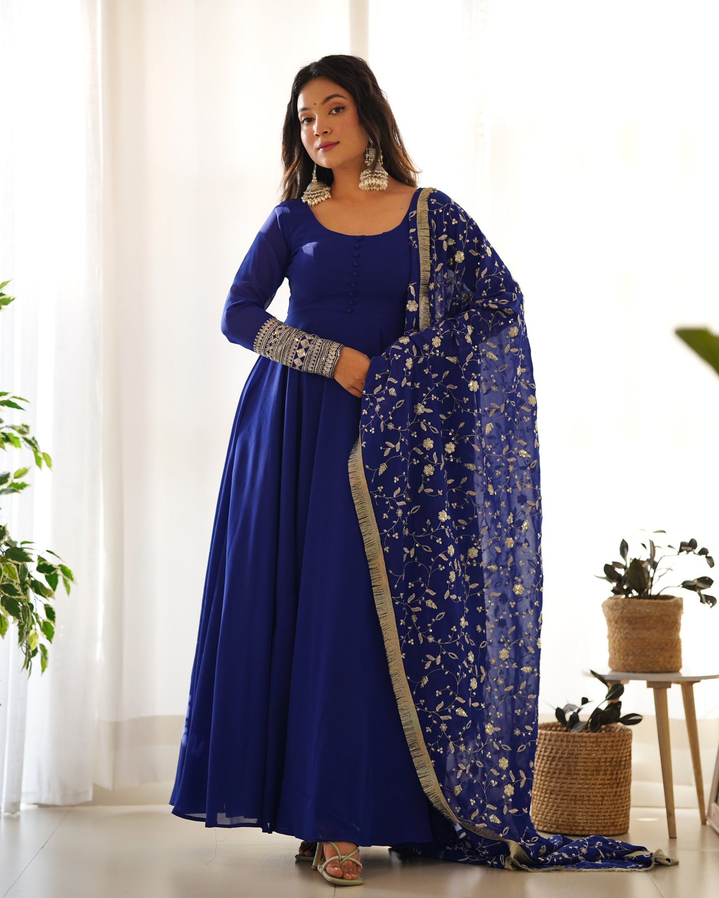 Blue Color Georgette With Sequence Work Anarkali Suit