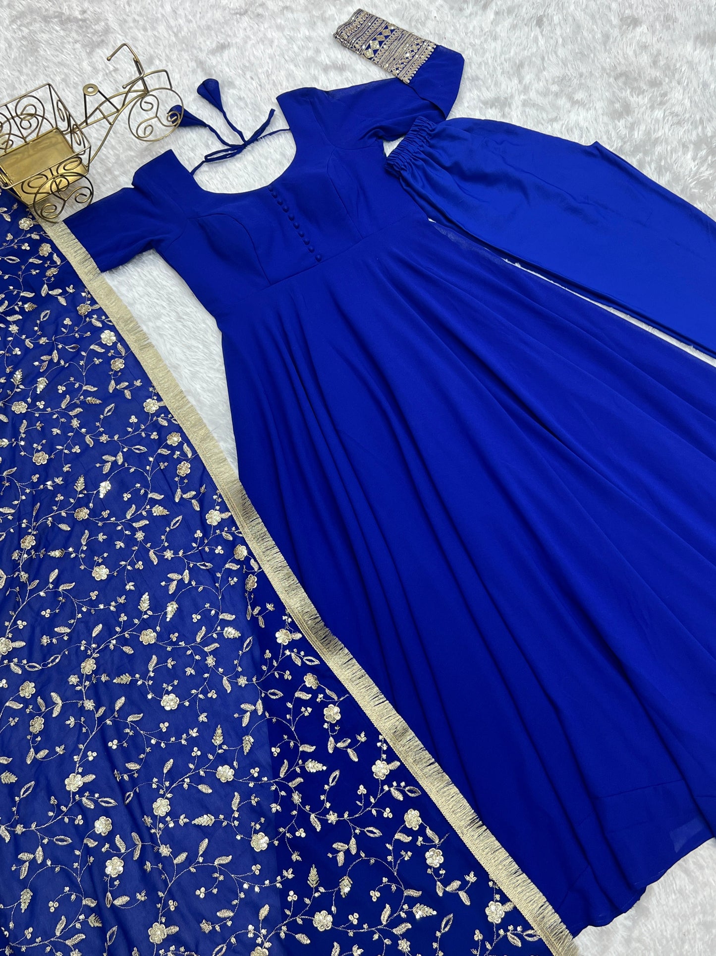Blue Color Georgette With Sequence Work Anarkali Suit