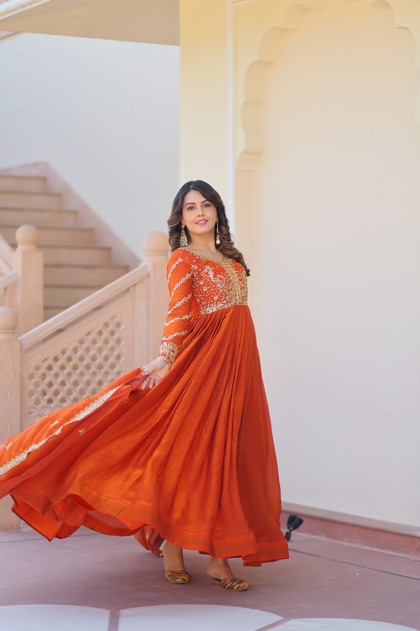 Fenta Color Fendi Embroidered Gown