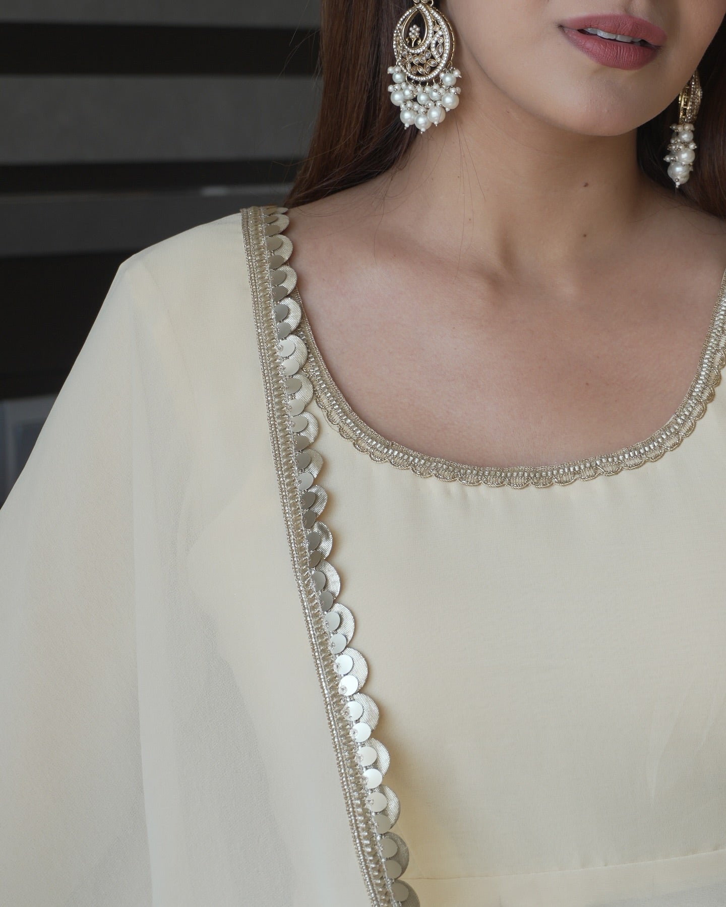 Cream Colour Designer Anarkali Suit Set