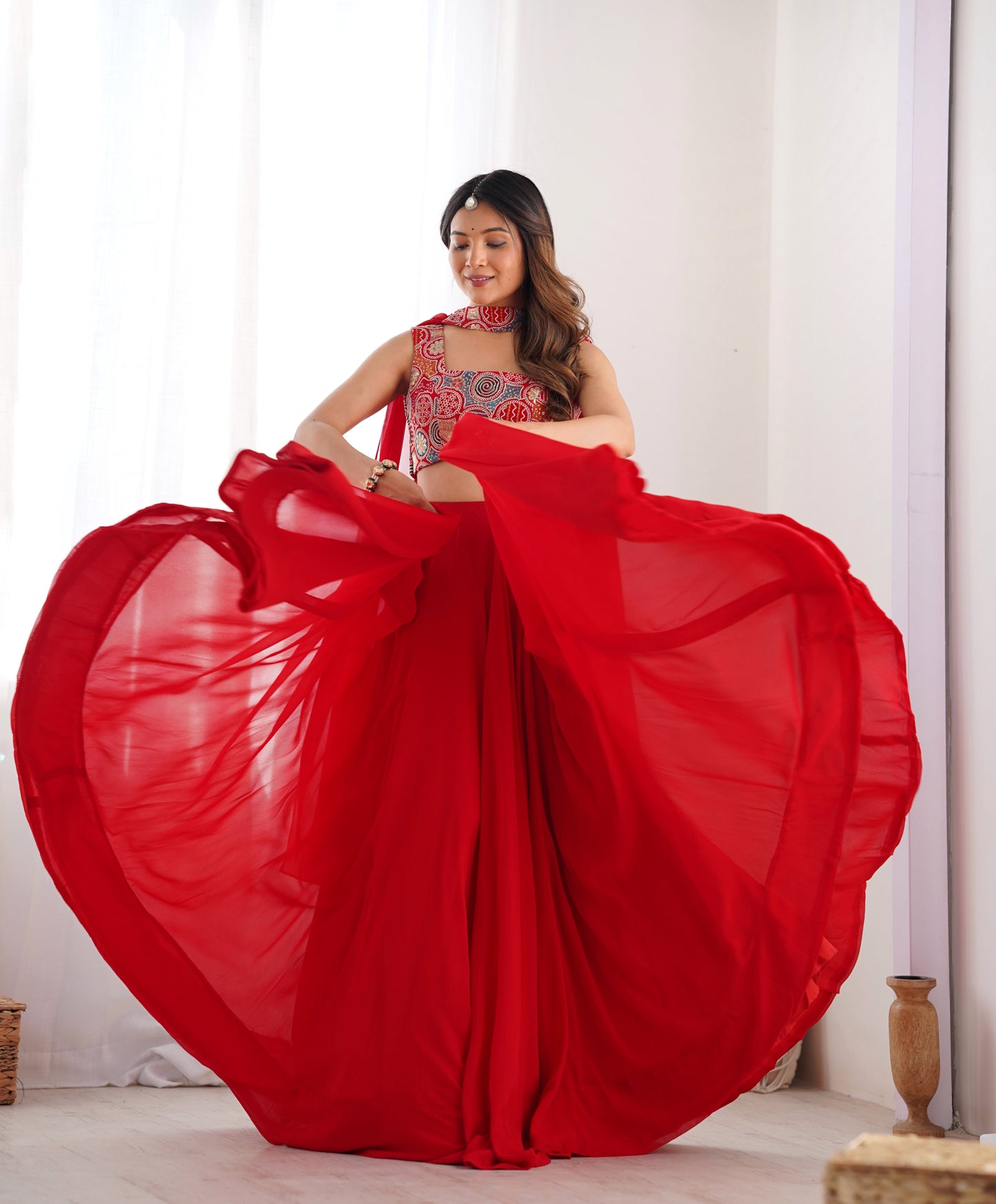 Red Color Pure Soft Georgette Lehenga Choli