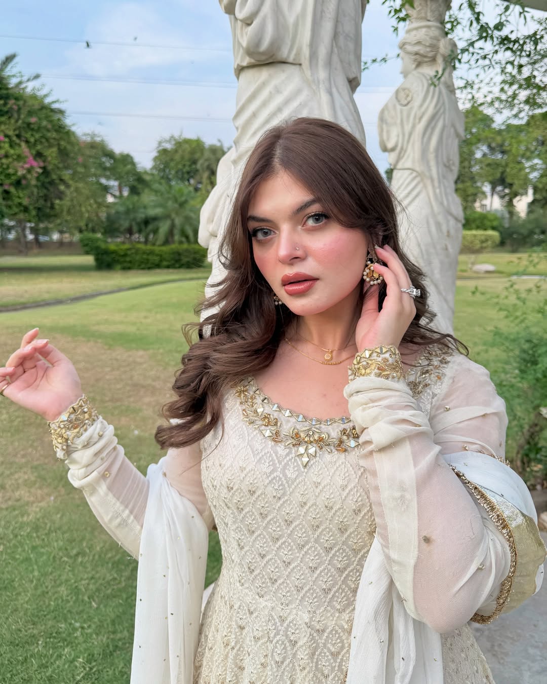 Pretty White Color Sequence Work Anarkali Gown